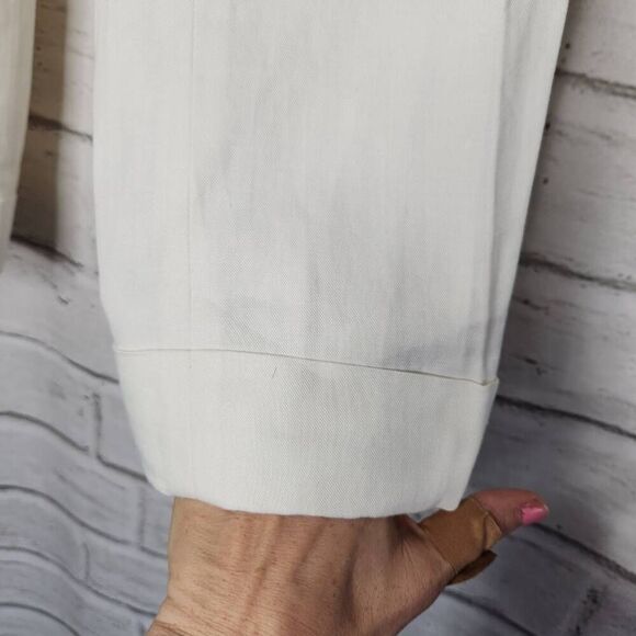 Ann Taylor LOFT Womens White Wide Leg High Waist Lined Linen Pants Size 8P - Picture 7 of 15